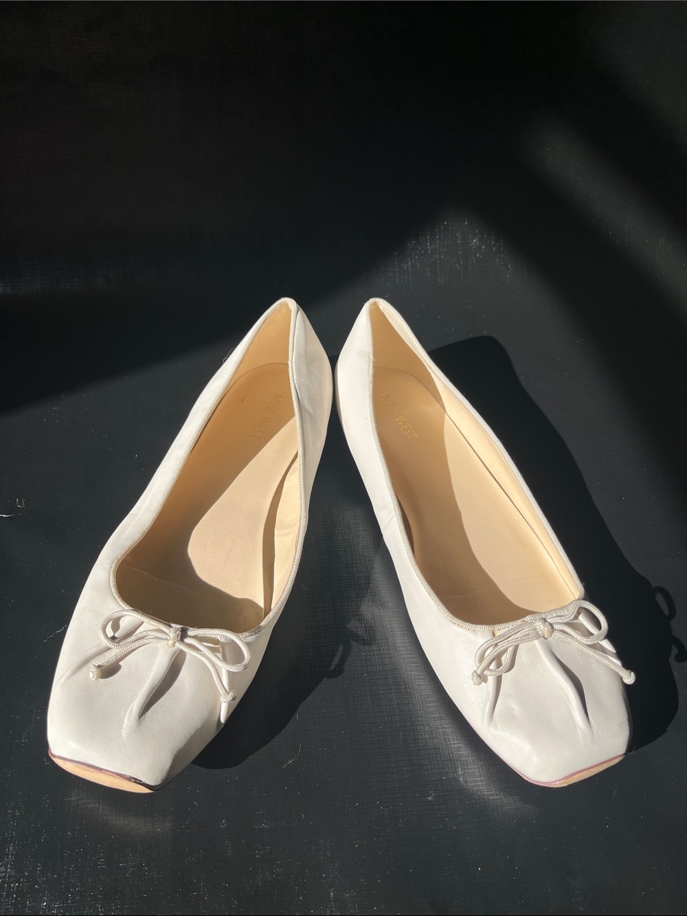 Nine West White Women's Ballet Flats with Bow